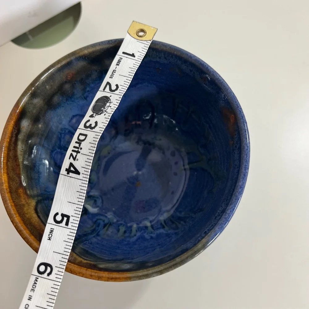 Vintage studio Handcrafted Blue and Brown Ceramic‎ Bowl